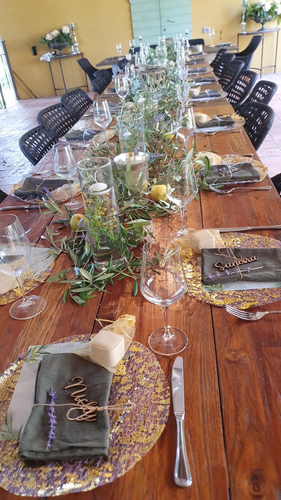 Styled private dining table detail prepared in Tuscany