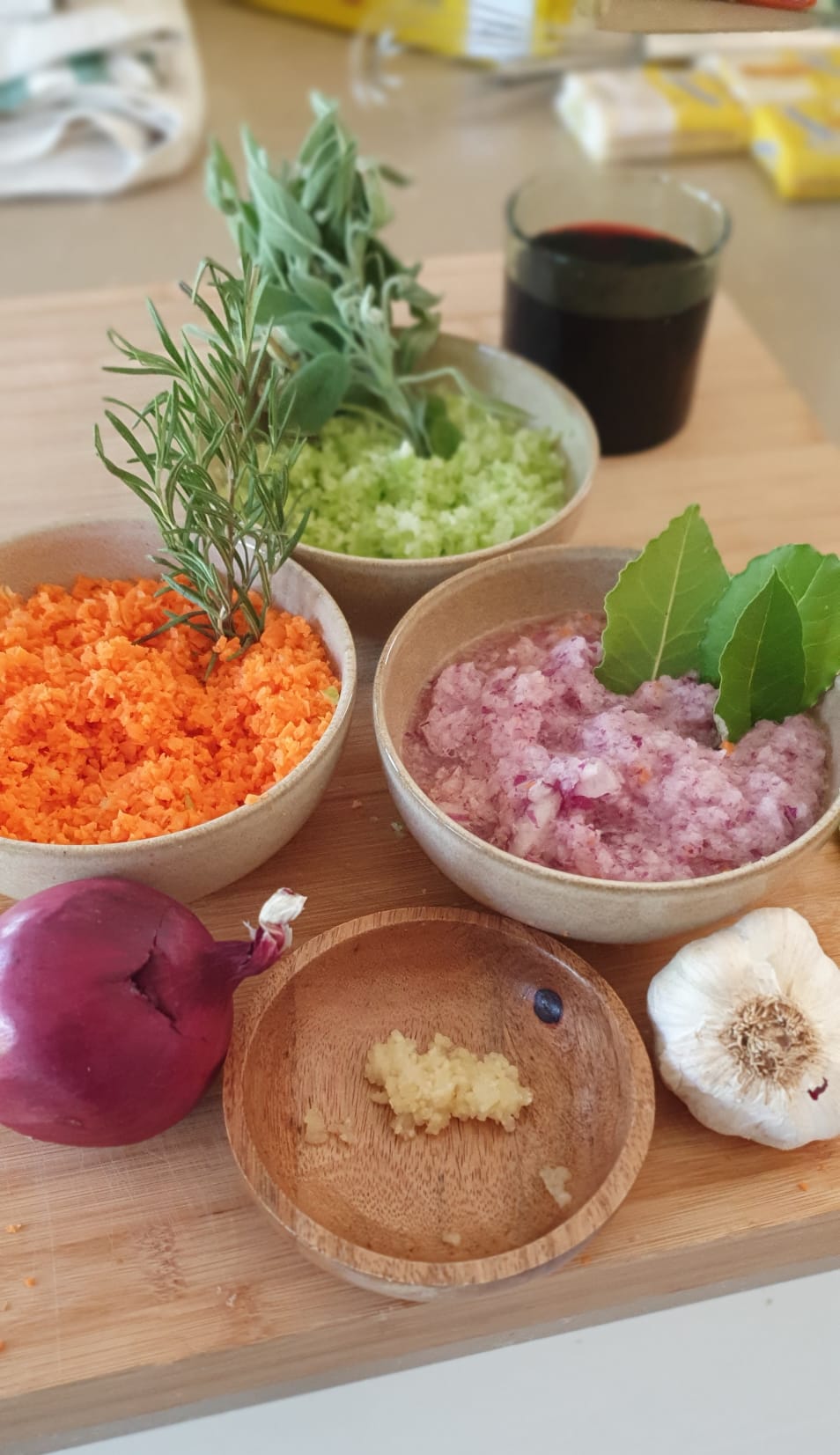 Fresh vegetables, herbs and ingredients prepared for a Tuscan cooking lesson