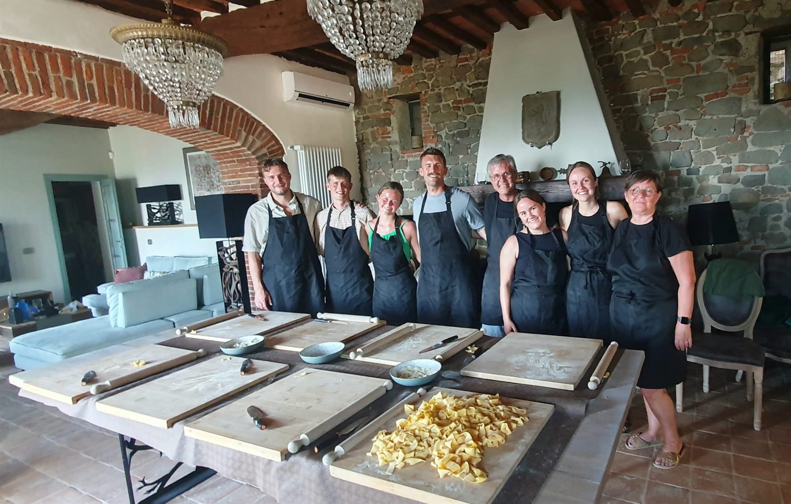 Chef in Tuscany cooking lesson moment